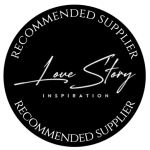 Black and white logo reading "recommended supplier - Love Story Inspiration"